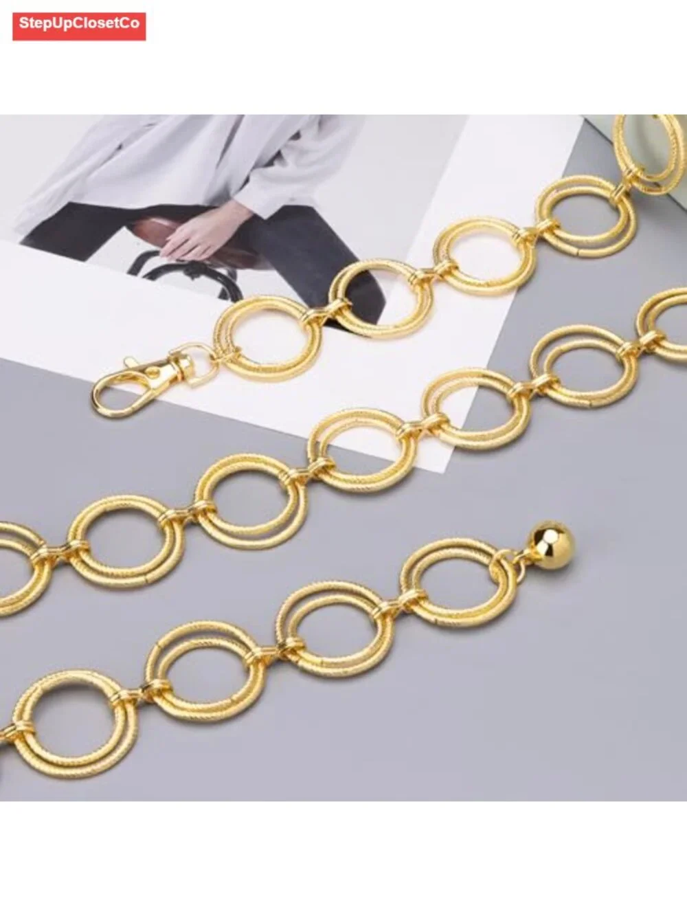 Metal O-Ring Waist Chain Belt for Women Dressy Circle Chain Belt Accessory
